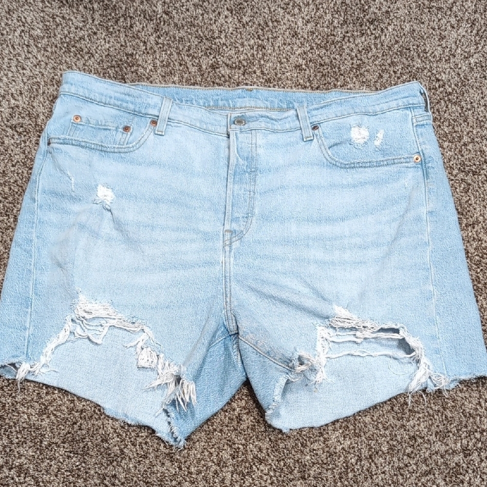Levi's Light Blue Ripped Jean Shorts Women's Plus Size 18W